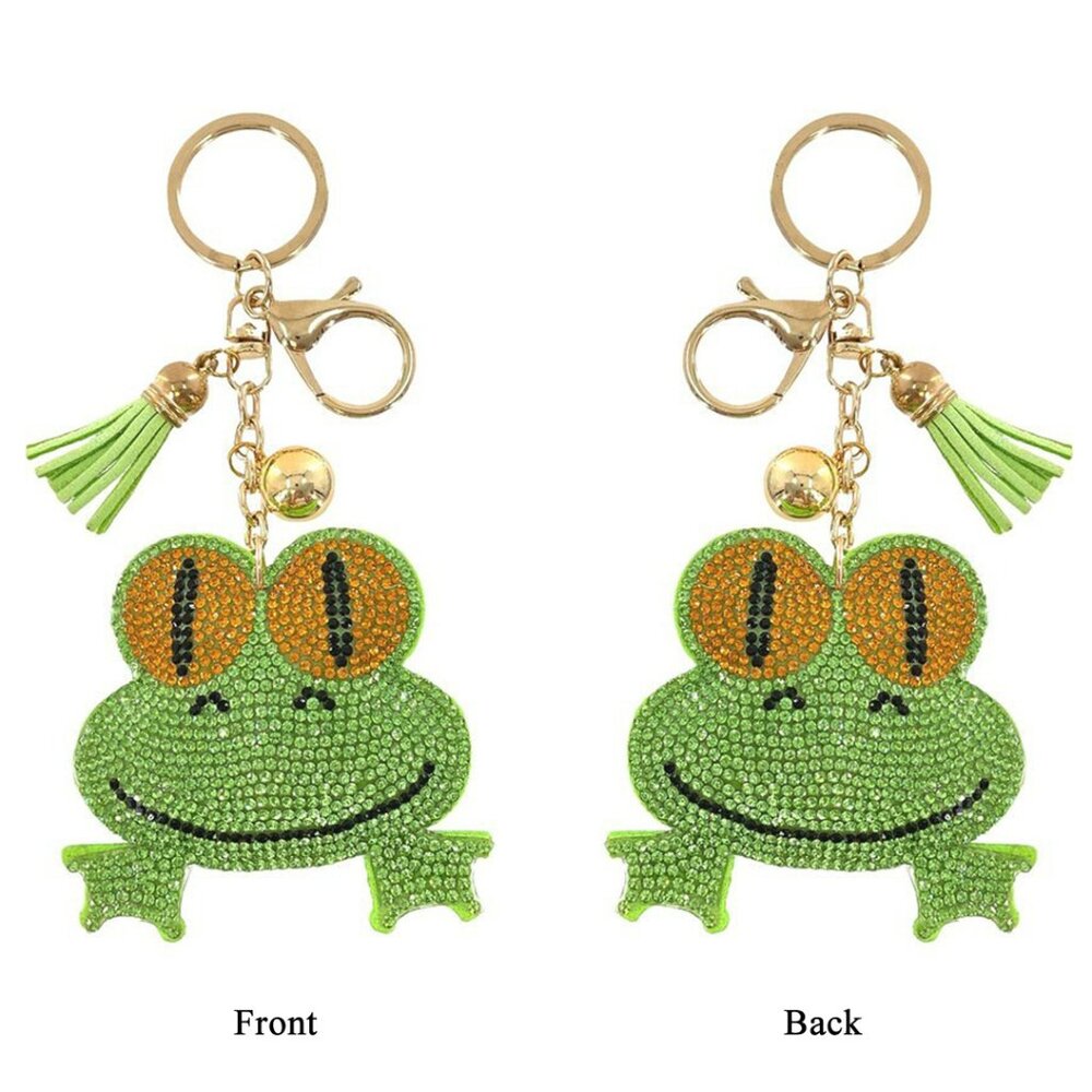 Frog Double Sided Rhinestones Keychain Charm for Purse and Backpack